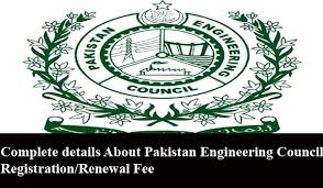 Complete details About Pakistan Engineering Council Registration/Renewal Fee