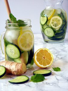 Cucumber, Ginger and mint detox water