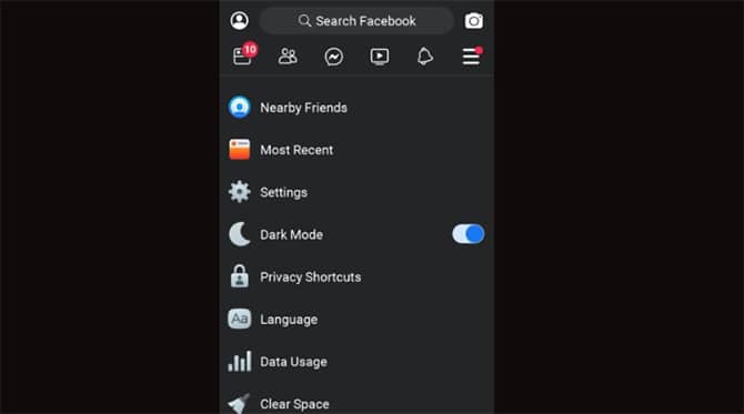 how to enable facebook dark mode for mobile phones?