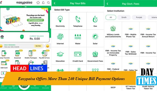 Easypaisa Offers More Than 240 Unique Bill Payment Options