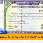 National Savings Lucky Draw For Rs.25,000 Prize Bond
